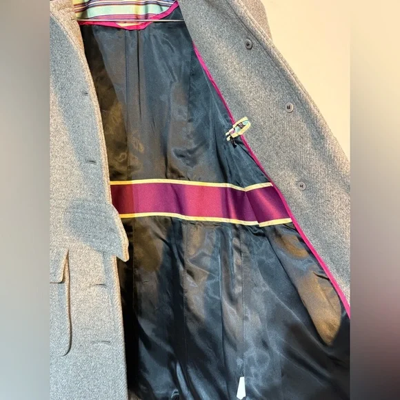 J Crew Women Gray Wool Blend Peacoat Belted Pockets Size 4 EUC - Picture 4 of 11